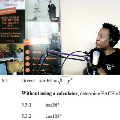 MATH: TRIGONOMETRY, APPLICATION OF PYTHAGORAS THEOREM, DOUBLE ANGLES, MAT1510, HIGH SCHOOL, UNISA