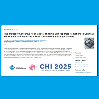 The Impact of Generative AI on Critical Thinking (Lee et al., 2025 ...