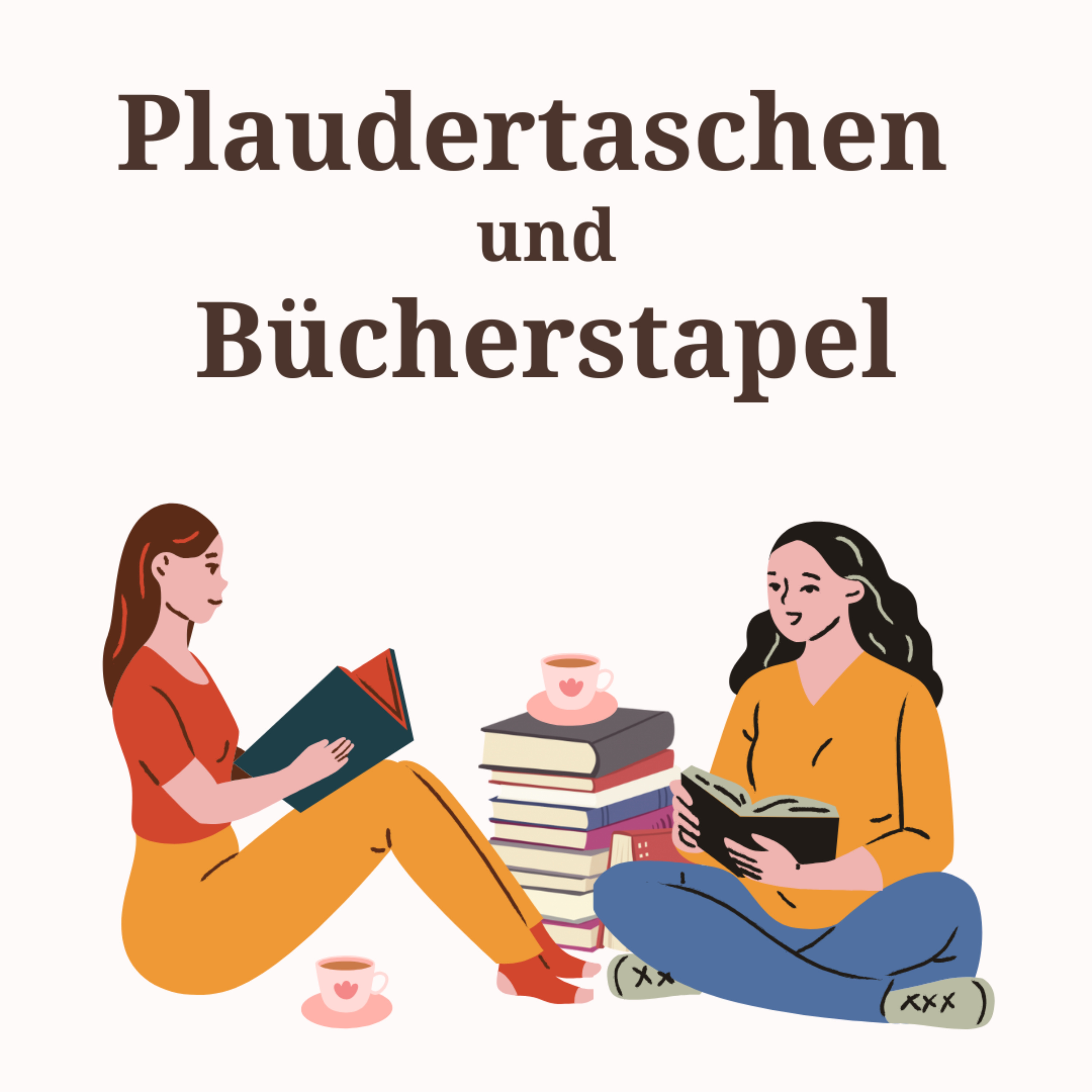Plaudertaschen und Bücherstapel