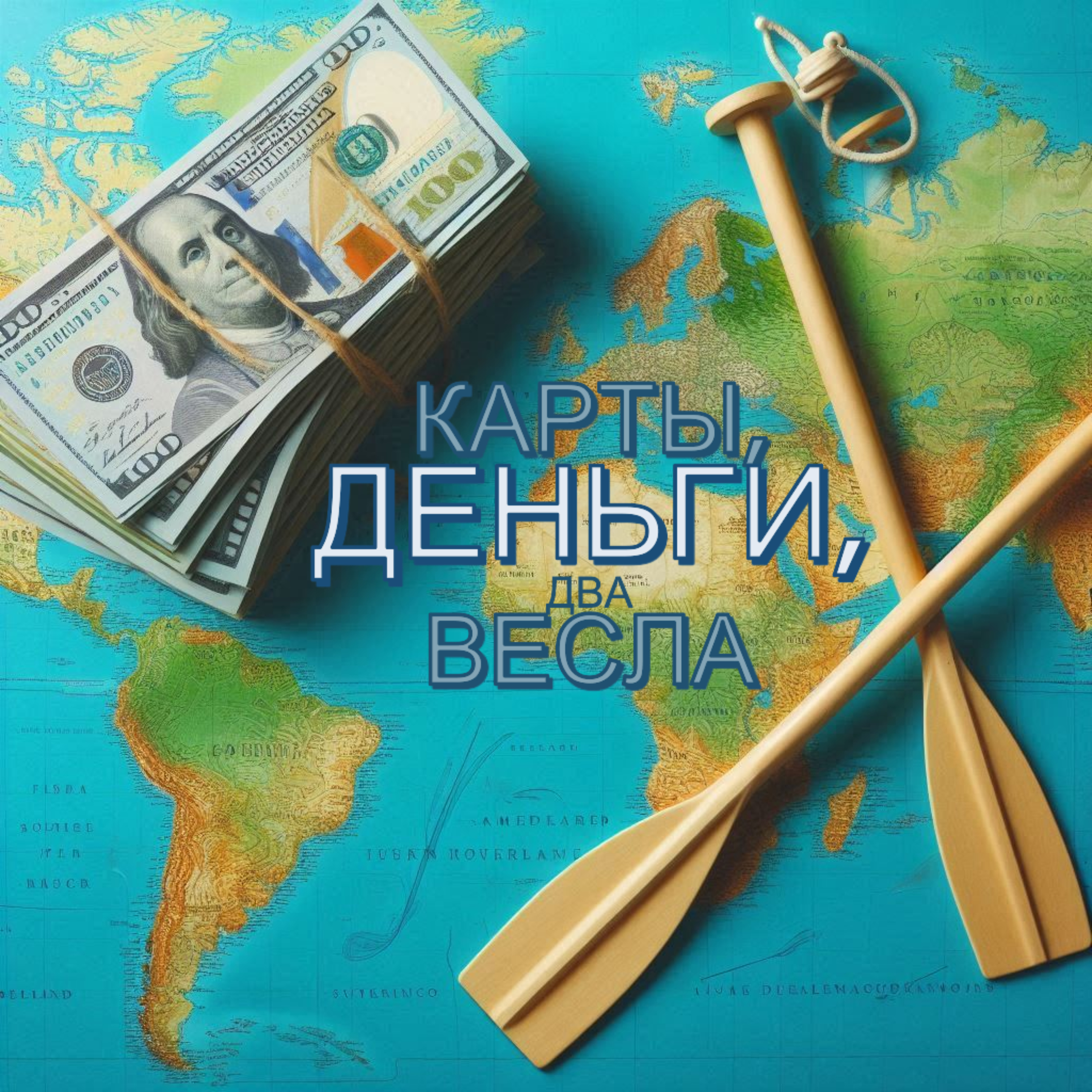 карты, деньги, два весла