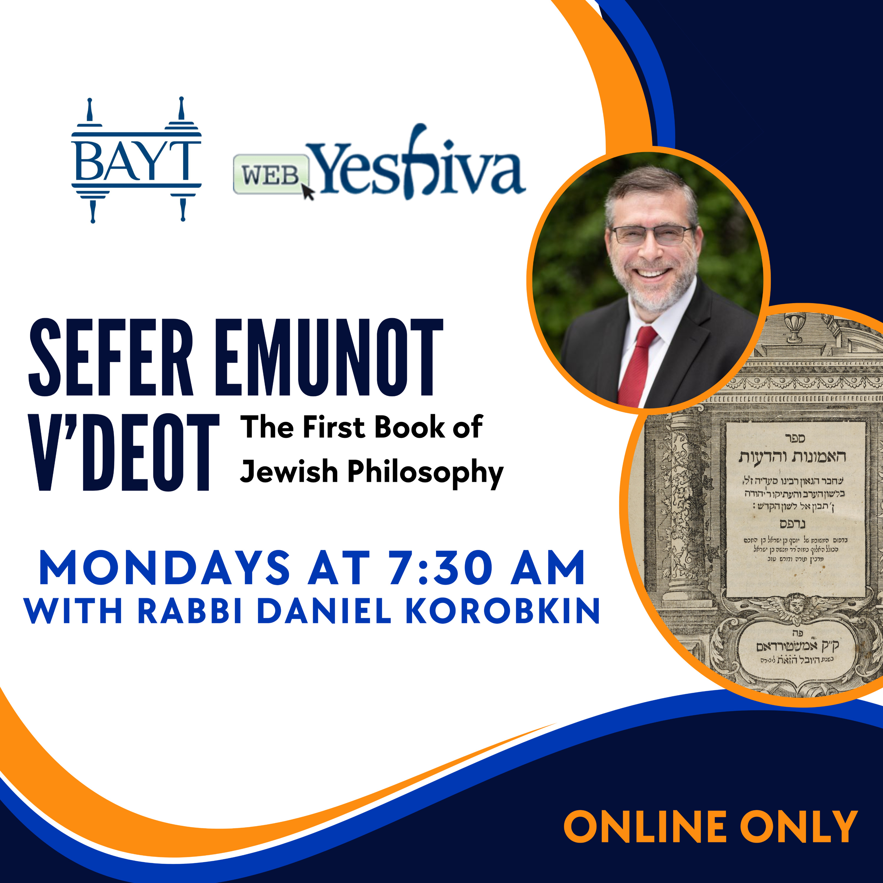 Emunot V'Deot with Rabbi Daniel Korobkin at BAYT podcast artwork