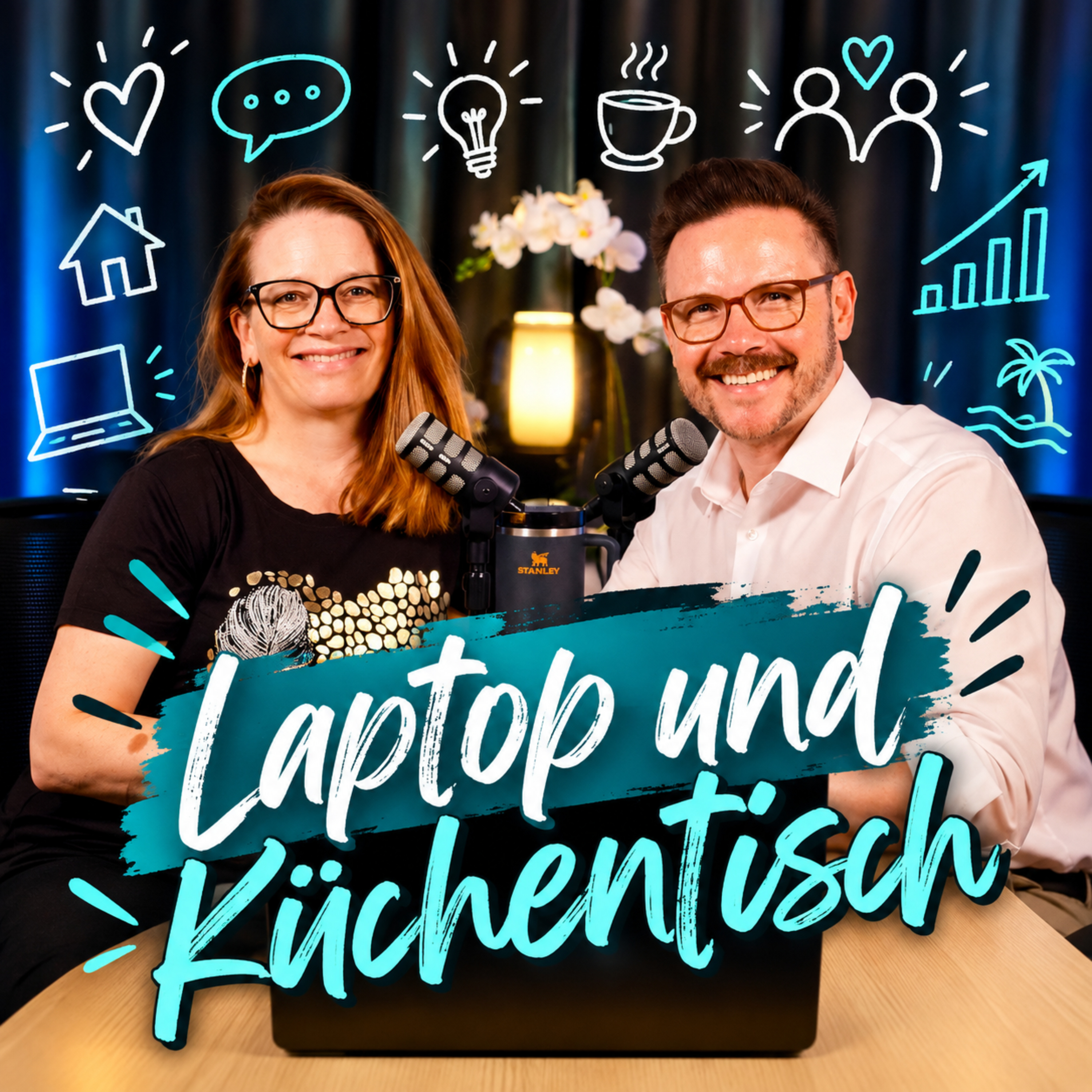 Laptop und Küchentisch