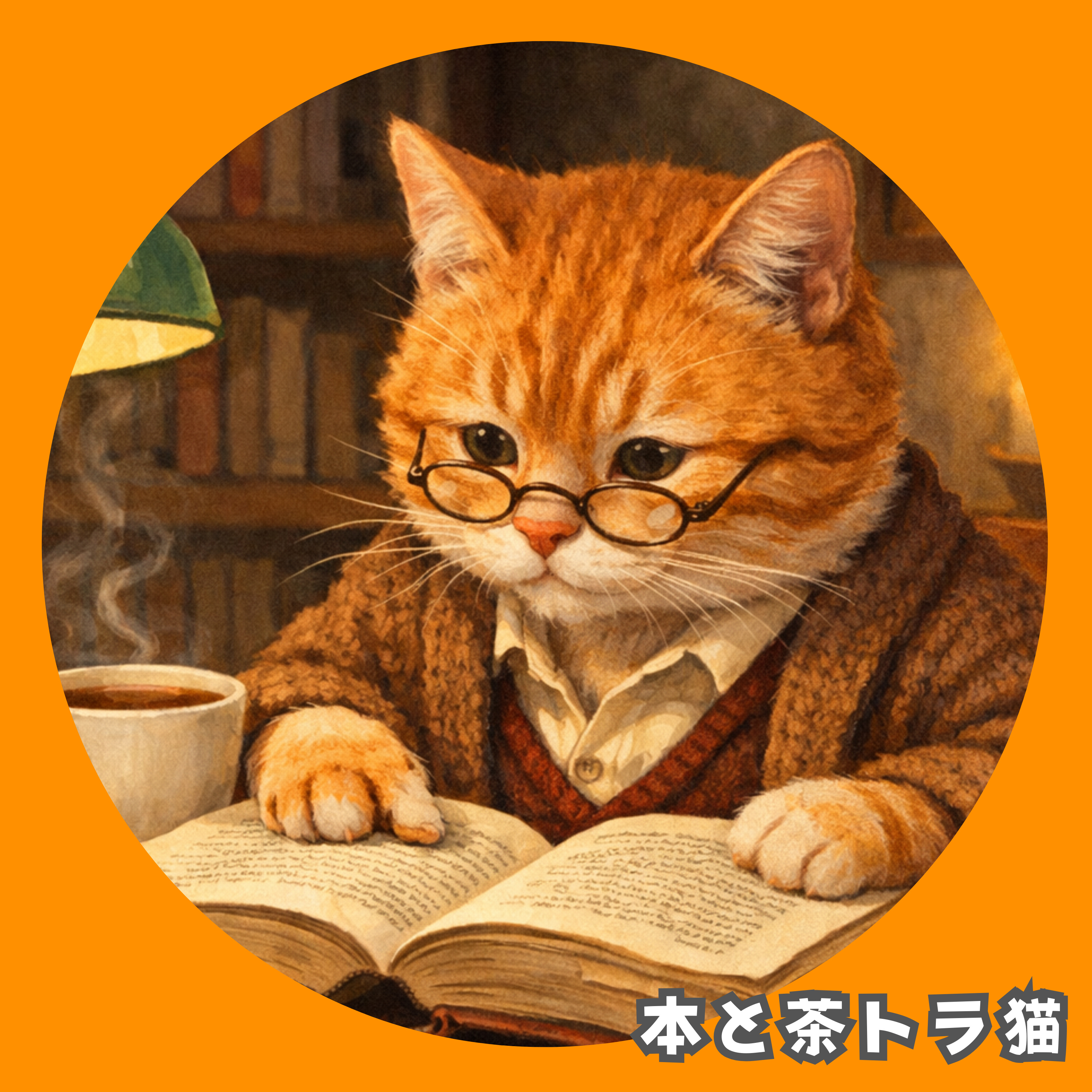 本と茶トラ猫 cover art