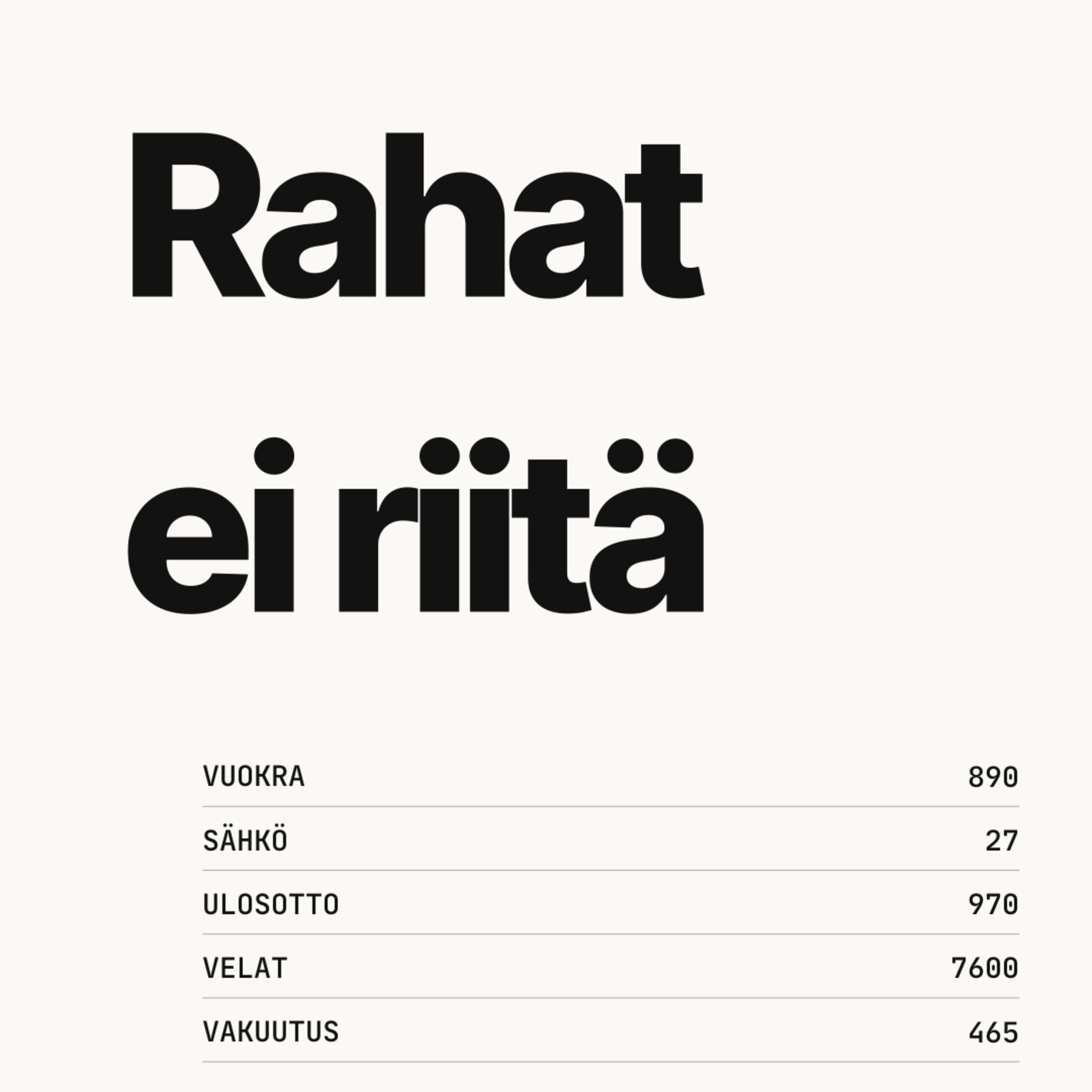 Rahat ei riitä