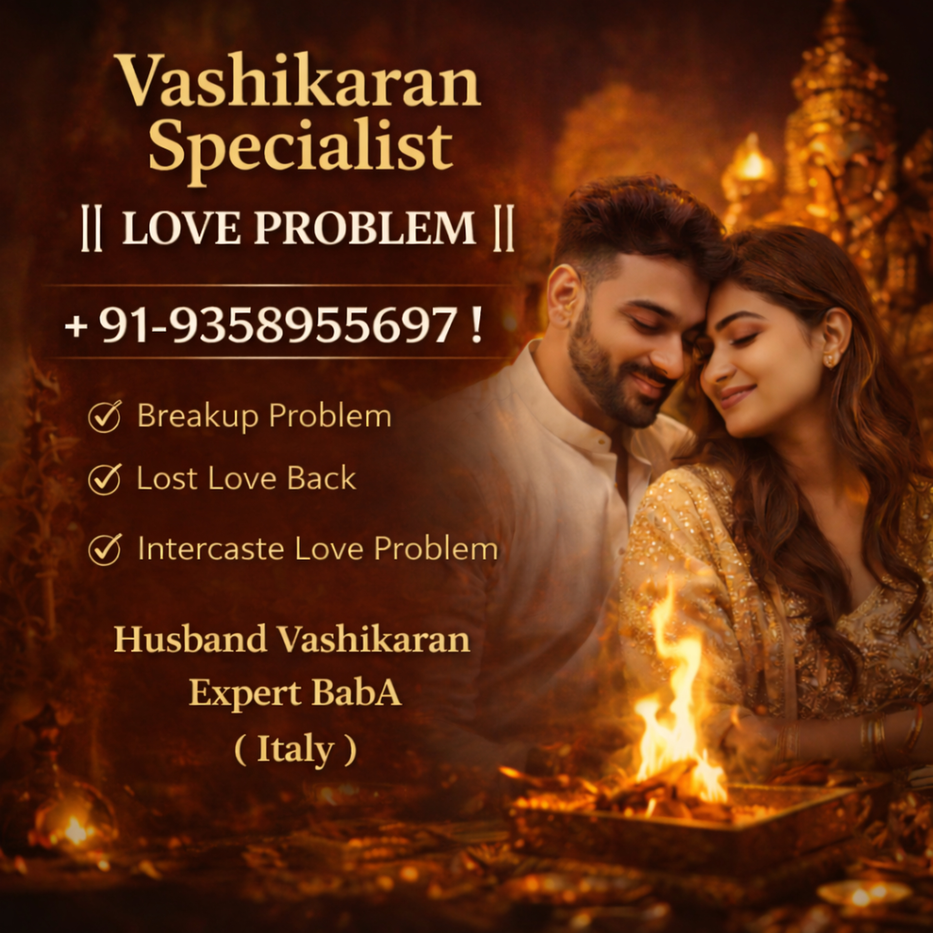 vashikaran specialist [[ love problem ]] ! +91-9358955697 ! Husband vashikaran expert BabA (_ Italy