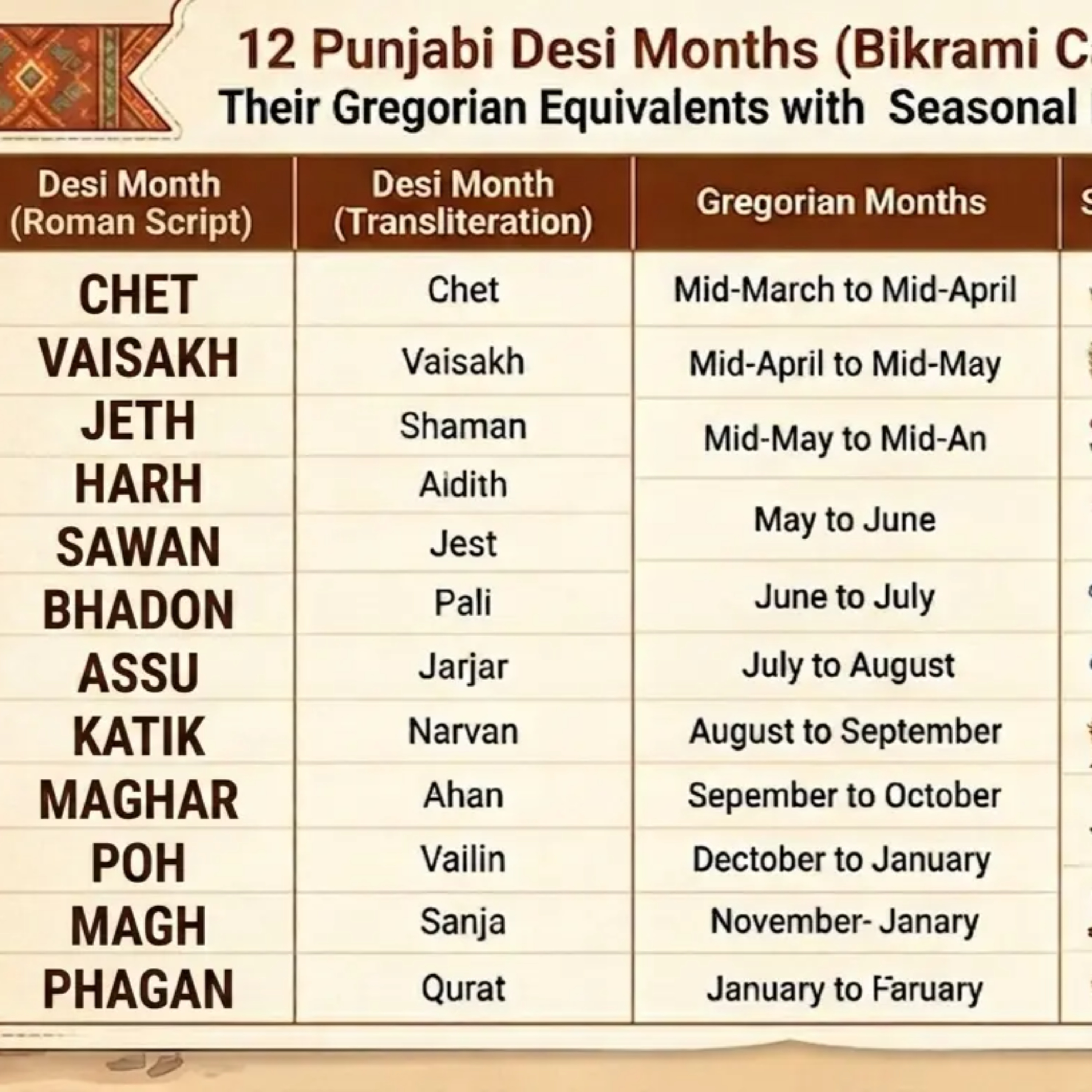 Desi Month Date: Punjabi Calendar & Sangrand Dates