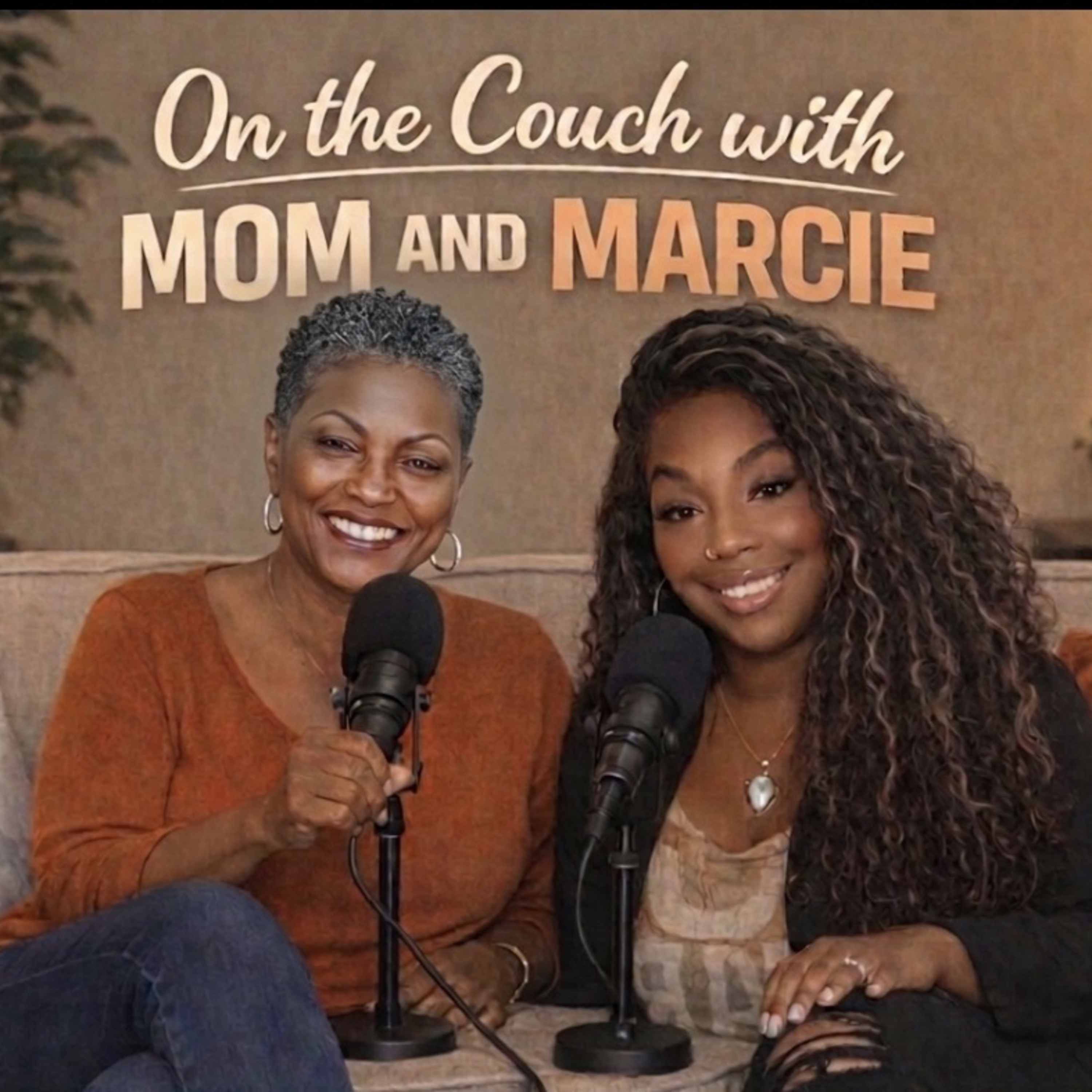 On the couch with Mom and Marcie