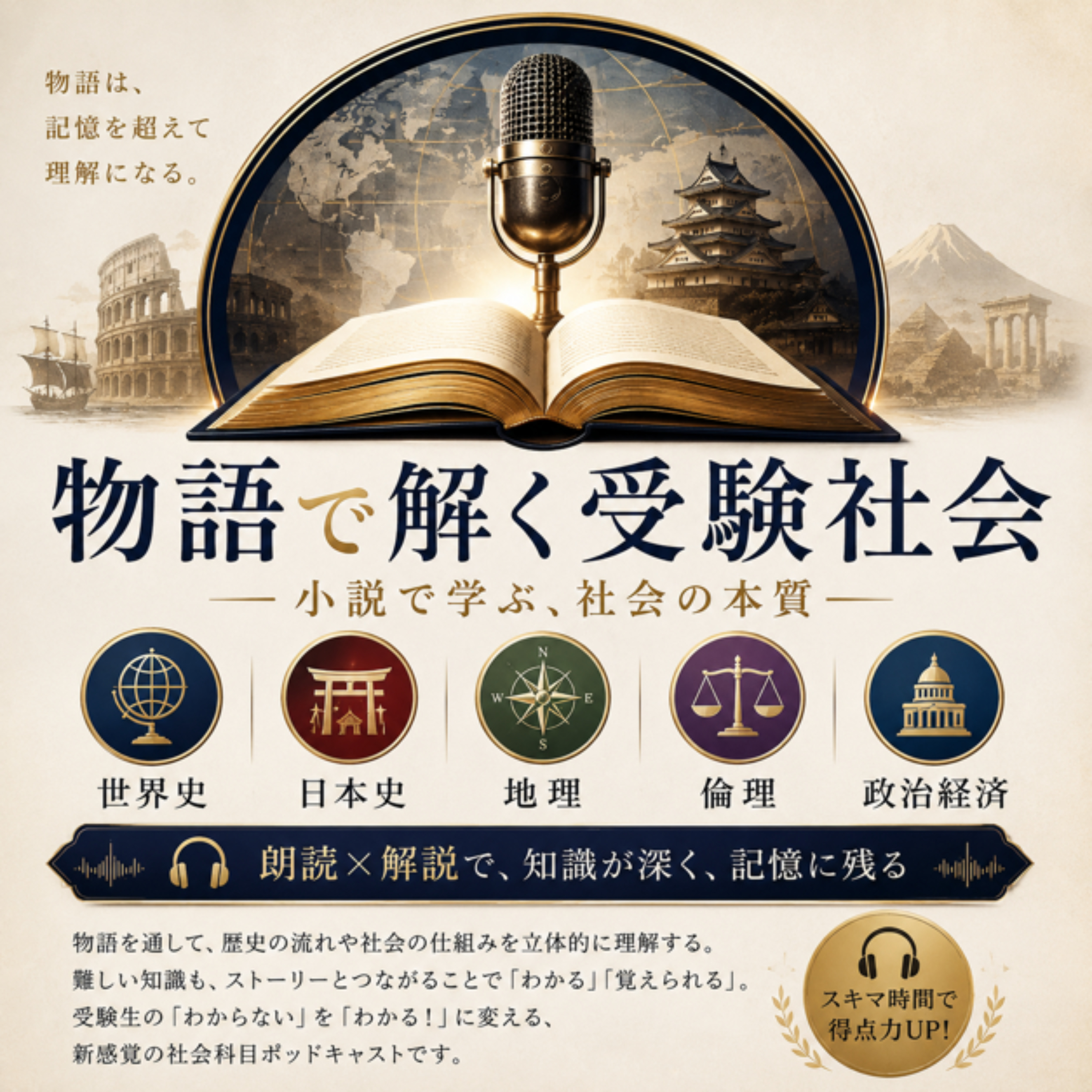 物語で解く受験社会|政経から日本史・世界史・地理まで、耳でつかむ重要テーマ podcast artwork
