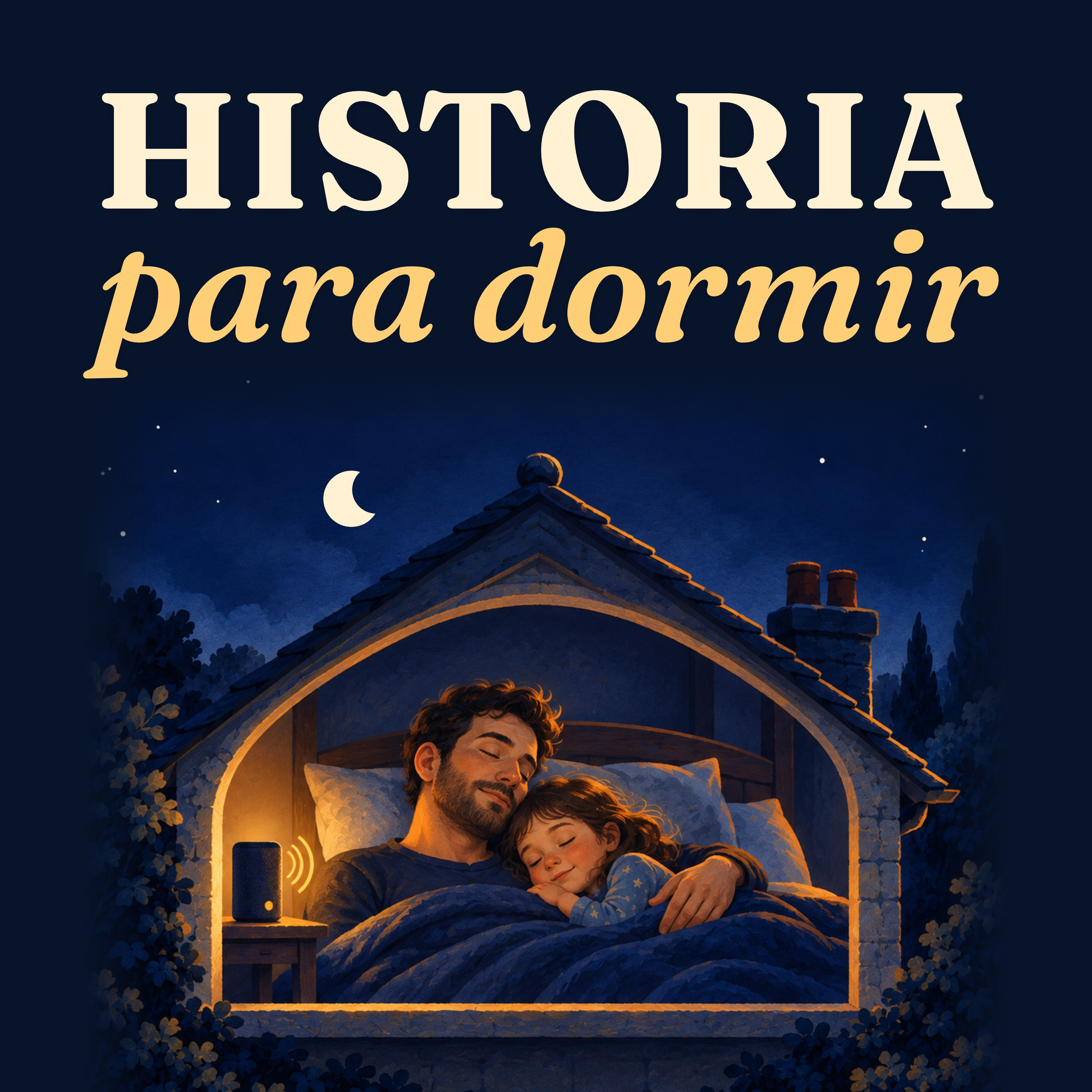 Portada de Historia para dormir: un padre y su hijo descansan bajo un cielo nocturno